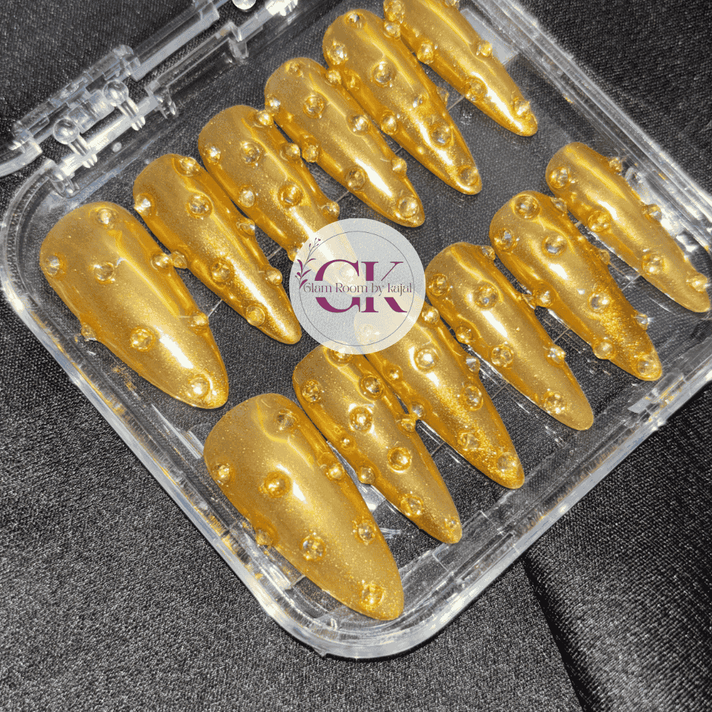 Golden Glam Press On Nails Sparkle with Confidence Glam Room By kajal