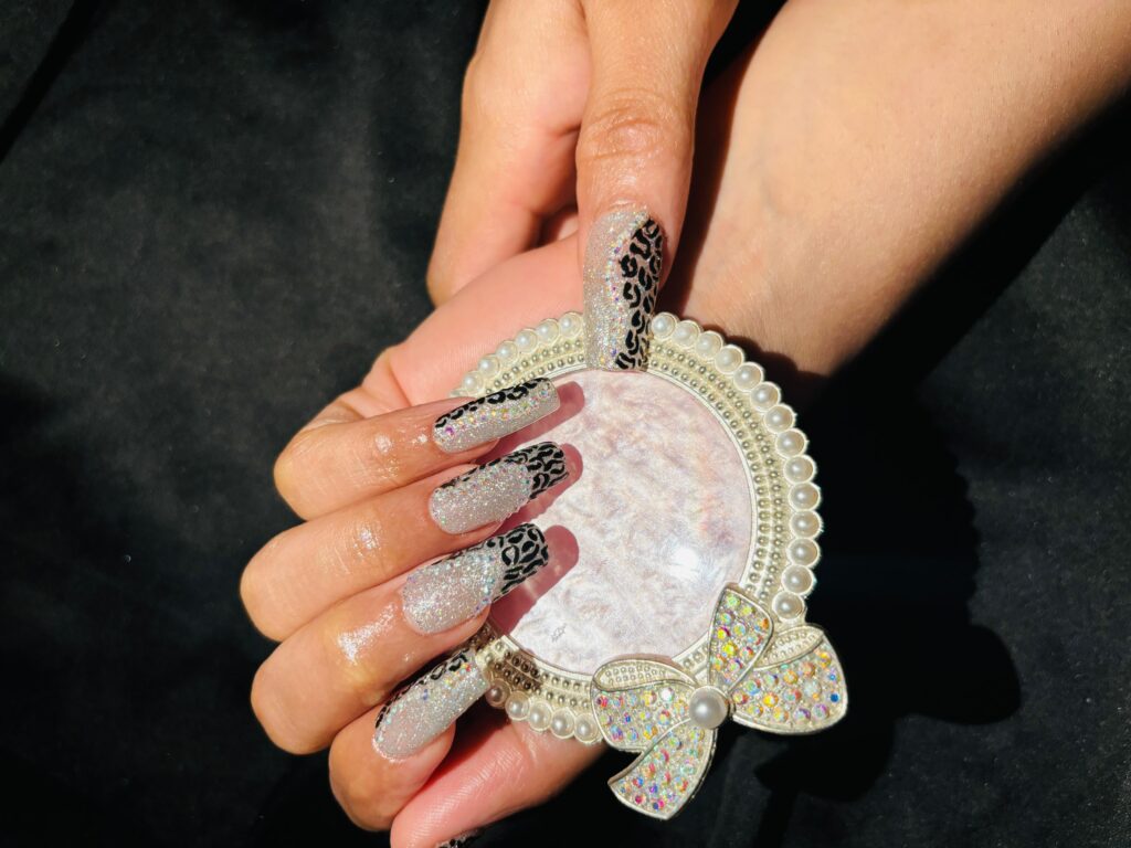 Glam Glitter & Leopard Print- pres on nails - Glam Room BY Kajal